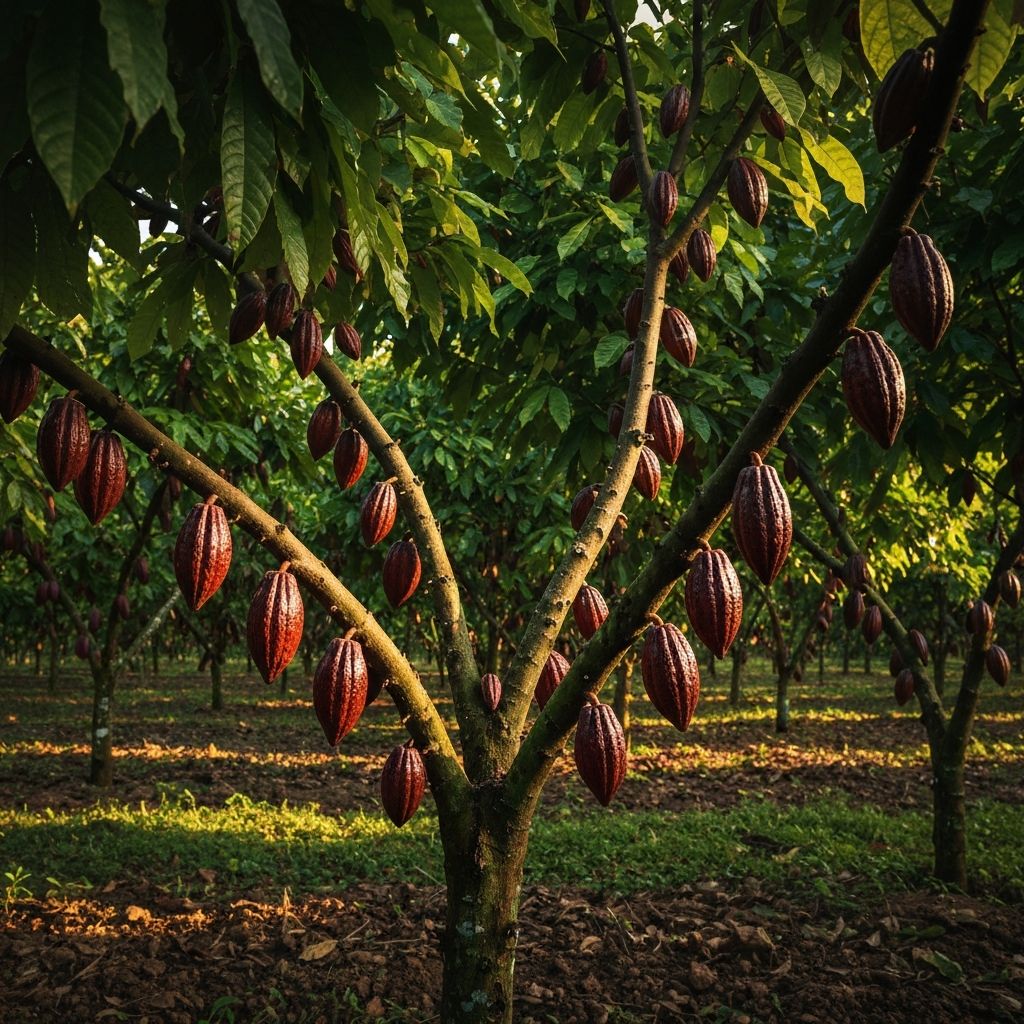 Equatorial cocoa farms